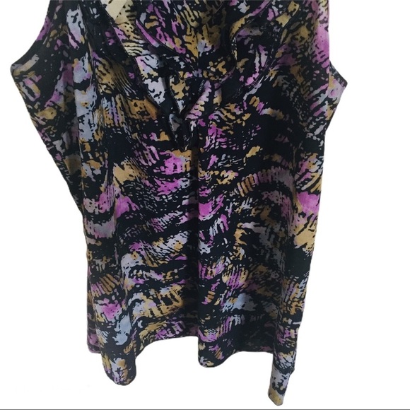 SPENSE (Nordstrom) Watercolour Sleeveless Ruffle Front Blouse Purple Size Medium - Picture 9 of 10